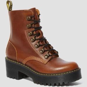 Dr. Martens Leona Brown Leather Platform Boot